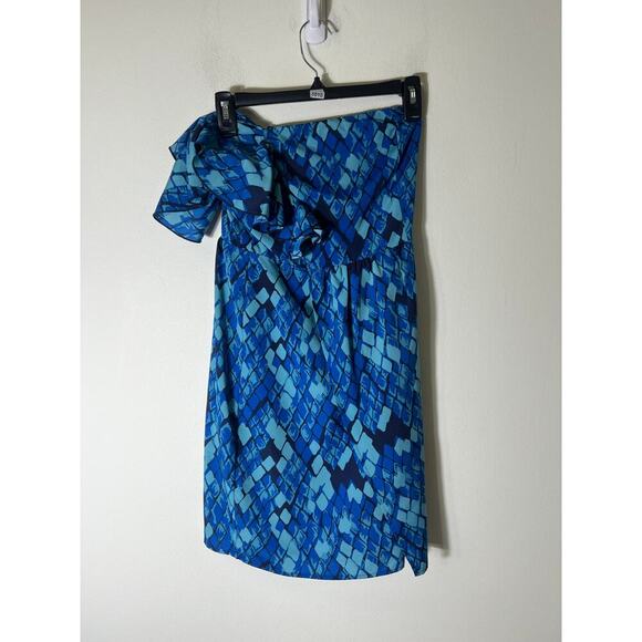 Ginanni Bini Blue One Shoulder Mini Dress Sz 0 - Picture 1 of 3